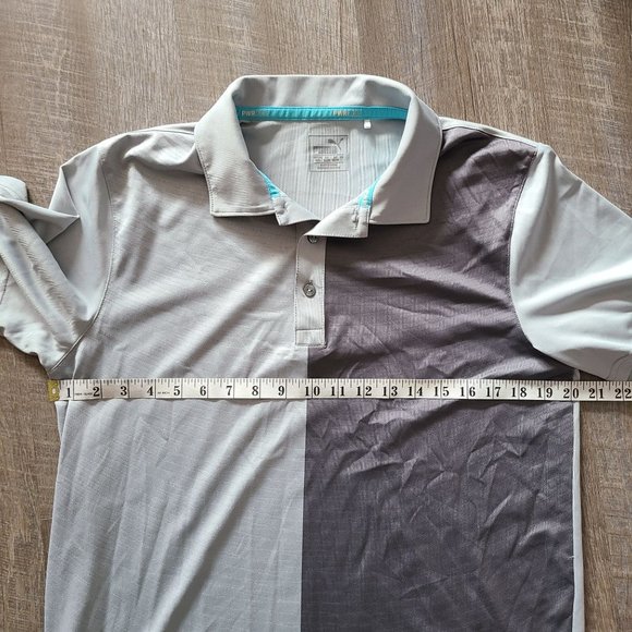 Puma Men's Size Medium PWR Cool Golf Polo Short Sleeve Colorblock Grey - Picture 7 of 8
